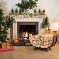 thumbnail image 4 of Firewood Rack Outdoor and Indoor Firewood Storage, 24 INCH Double Coated Fire Wood Organizer, Waterproof Rustproof Stable Log Holder and Fireplace Decor, Bronze, 4 of 7