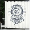 thumbnail image 4 of Ambesonne Marine Shower Curtain, Shell Anchor Butterfly Wheel, 69"Wx84"L, Dark Night Blue Ivory, 4 of 5