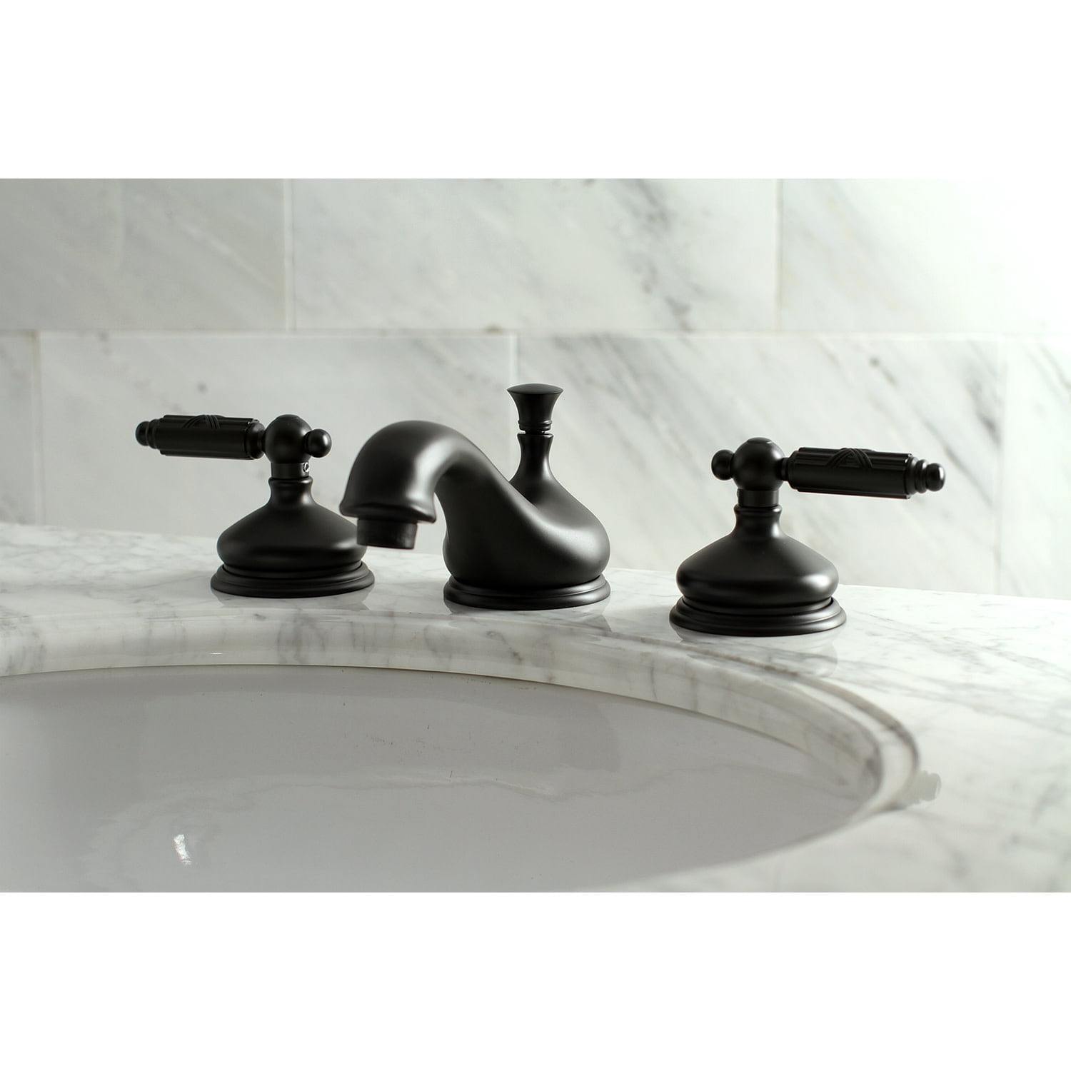 Kingston Brass KS1160GL 8 in. Widespread Bathroom Faucet, Matte Black