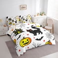 thumbnail image 2 of Feelyou Cartoon Black Cat Twin Bedding, Happy Halloween Pumpkin Castle Bedding Comforter Set, White Orange, Halloween Reversible, 7-Piece, 2 of 7