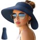 thumbnail image 1 of Sun Hats for Women Wide Brim Roll-Up Beach Ponytail Hat Packable Foldable Travel Straw Visor, 1 of 5
