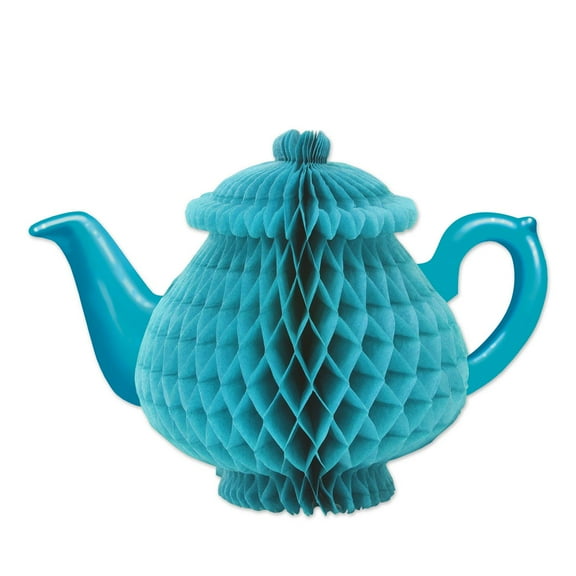 beistle 59947 tissue teapot centerpiece, 7", blue