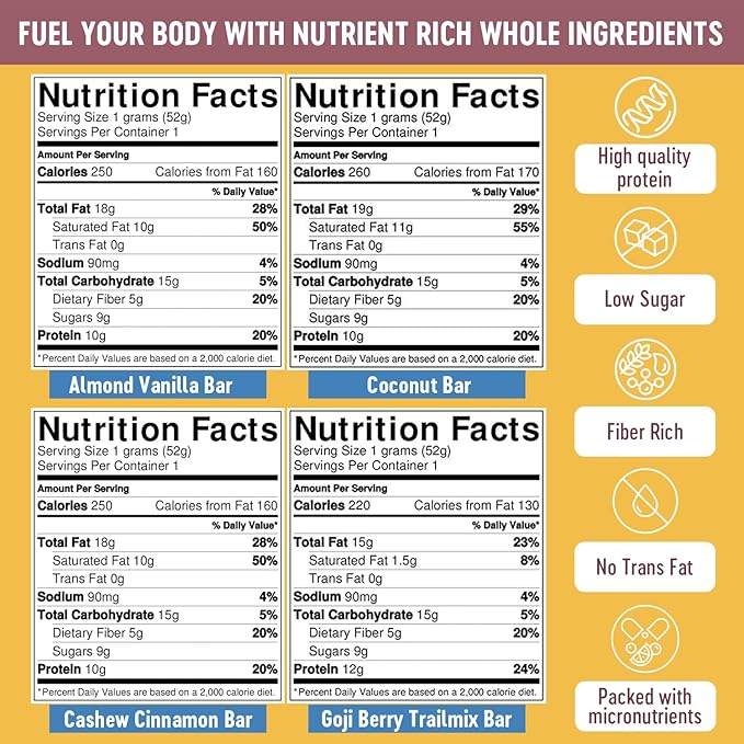 Mammoth Bar Organic, High Protein Bar - 10 Count Variety Pack