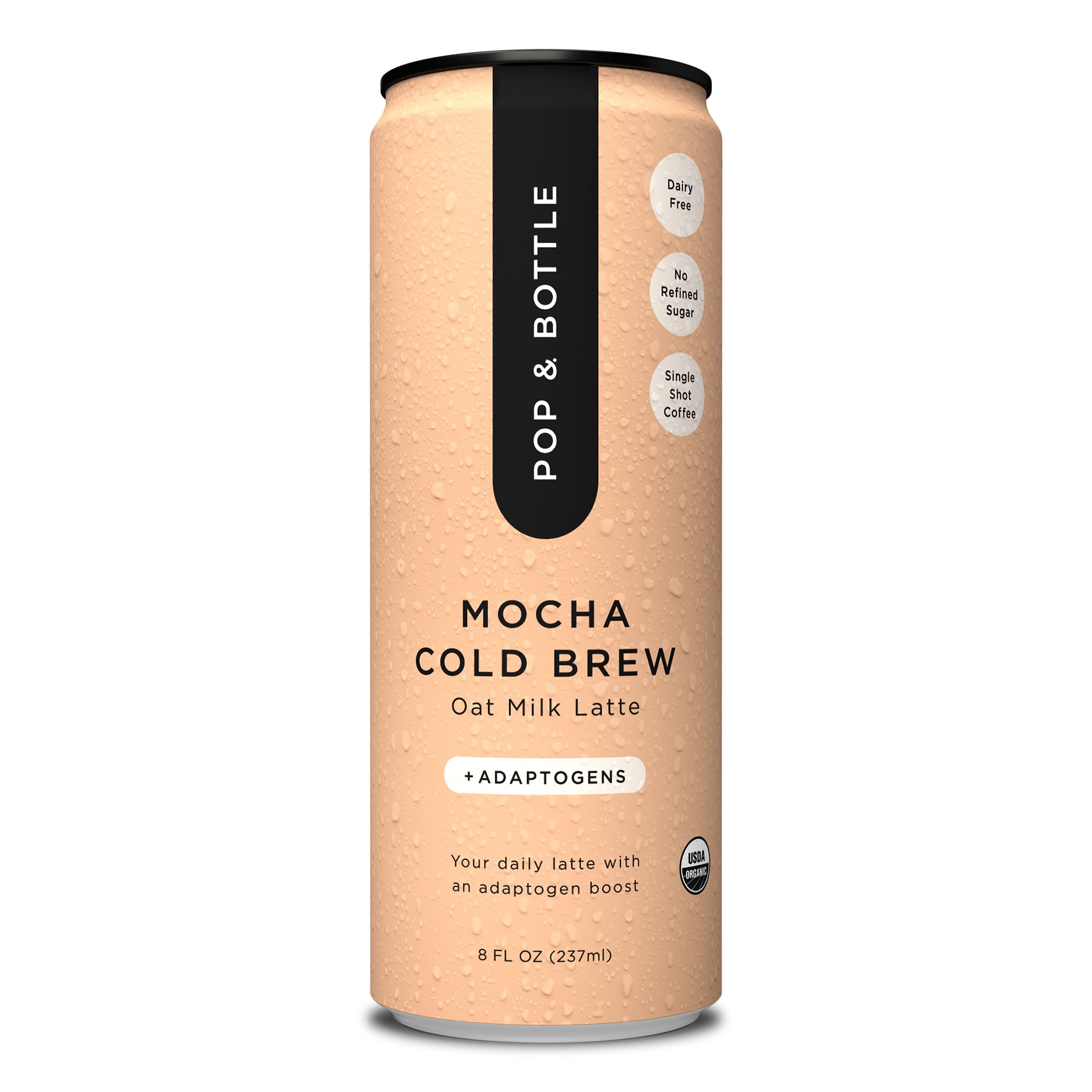 Pop & Bottle Mocha Oat Milk Latte + Adaptogens, Organic, 8 Fl oz
