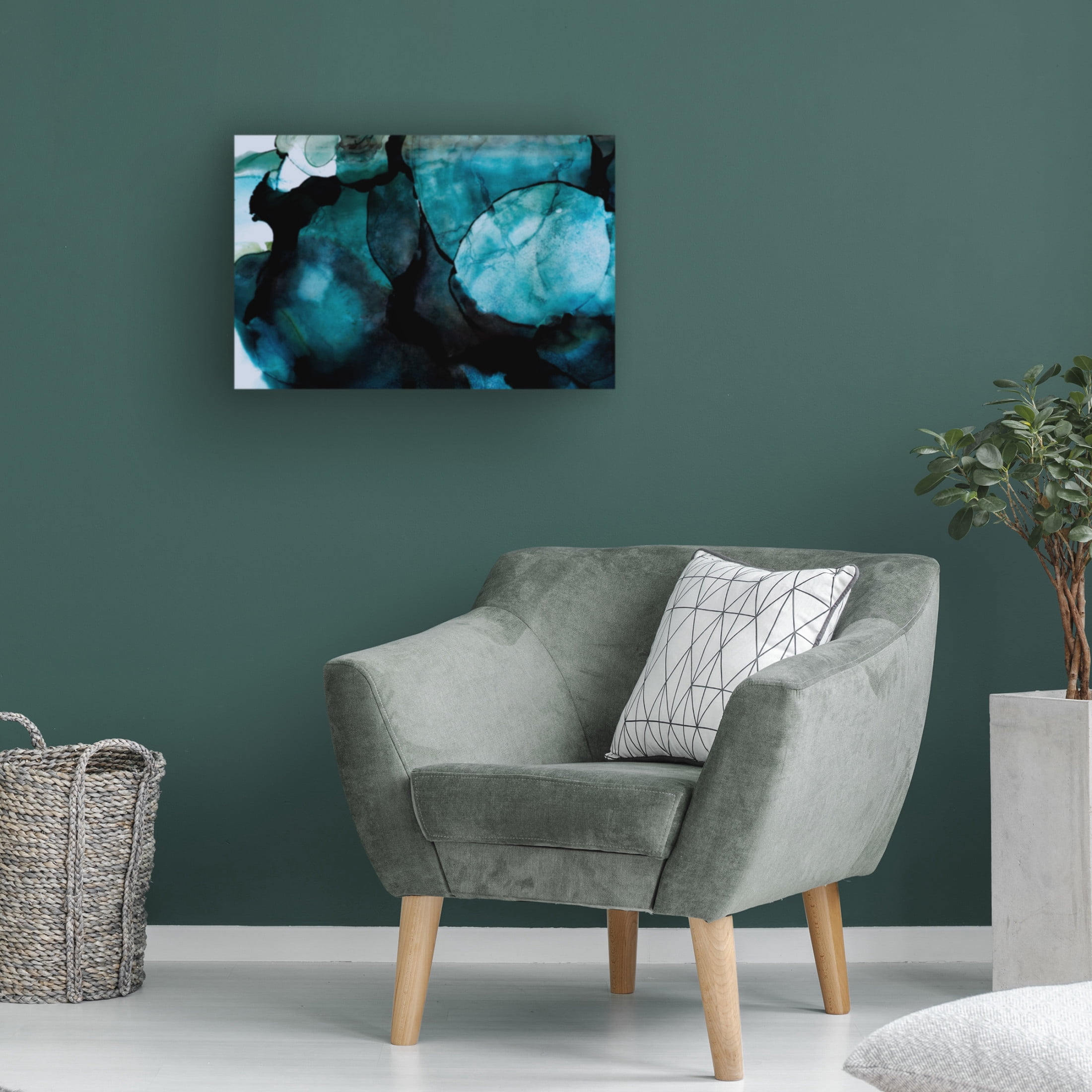 Canvas Wall Art - Tom Quartermaine 'Dark Blue Alcohol Ink' Wall Art for Living Room, Bedroom, or Office Décor by Trademark Fine Art - 47 x 30 Inches