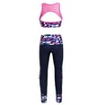 thumbnail image 3 of Yruioon Girls Workout Outfit 2Pcs Gymnastic Dance Sports Outfit Crop Tops with Athletic Leggings Set Rose_Red 14, 3 of 7