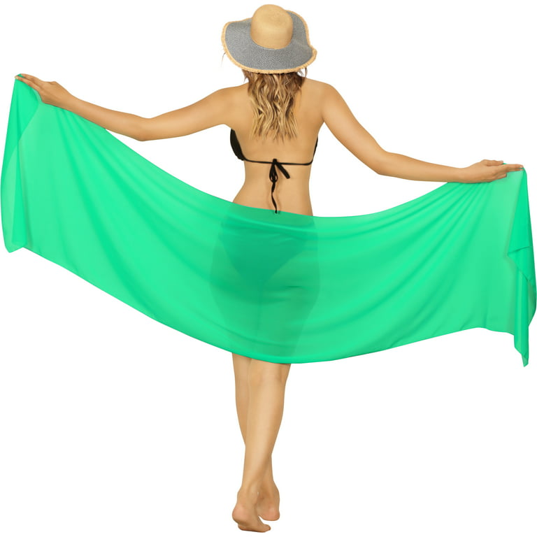 Happy Bay Summer Short Sarong Coverups for Women Chiffon Short Beach Tie Wraps Skirt Sheer Swim Cover Up Bathing Suit Mother's Day Gifts One Size Mint