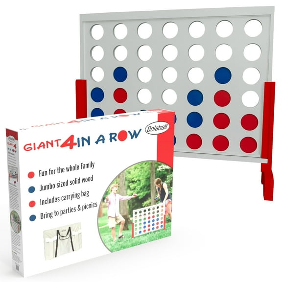 Bolaball Giant Wooden 4-in-a-Row Game, 3.2FT Jumbo Connect Game for Family, Indoor/Outdoor Fun