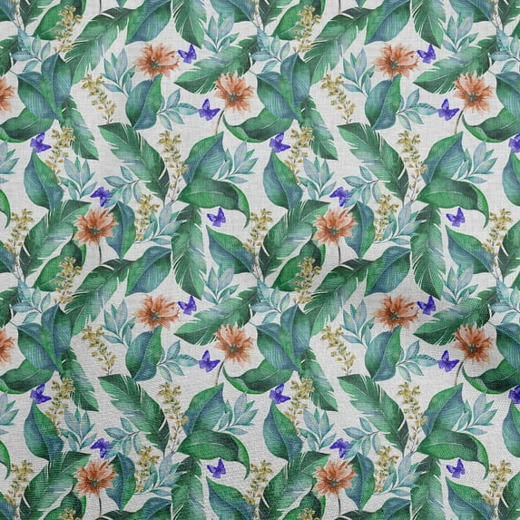 oneOone Cotton Poplin Twill Sea Green Fabric Tropical Sewing Fabric By The Yard Printed Diy Clothing Sewing Supplies 56 Inch Wide