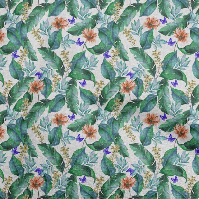 oneOone Velvet Sea Green Fabric Tropical Sewing Material Print Fabric By The Yard 58 Inch Wide