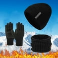 thumbnail image 2 of AWZXDE Winter Knit And Warm Three Piece Set for Men and Women - Woolen Hat and Bib Gloves Combination Black,One Size, 2 of 5