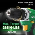 thumbnail image 4 of NEWBEAT Power Drill Set, 21V Cordless Drill with Battery and Charger, 3/8" Keyless Chuck, 2 Variable Speed, 25+1 Torque Setting, Power Tools for DIY, 4 of 9