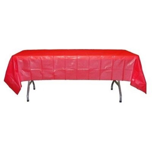Premium 12 Pack Red Plastic Tablecloth, 108 x 54 Inch