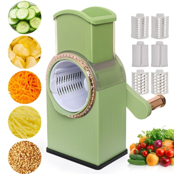 Rotary Cheese Grater,Vegetable Slicer,Multifunctional Roller,Kitchen Manual Speed ​​Slicer,Multifunctional with 3 Interchangeable Blades Shredded Potato Cheese Grater Slicer for Potatoes,Carrots