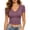 Purple, variant on Summer Plus Size Crop Tops for Women Fashion Casual V Neck Short Sleeve Shirts Trendy Slim Fit Tee Blouses