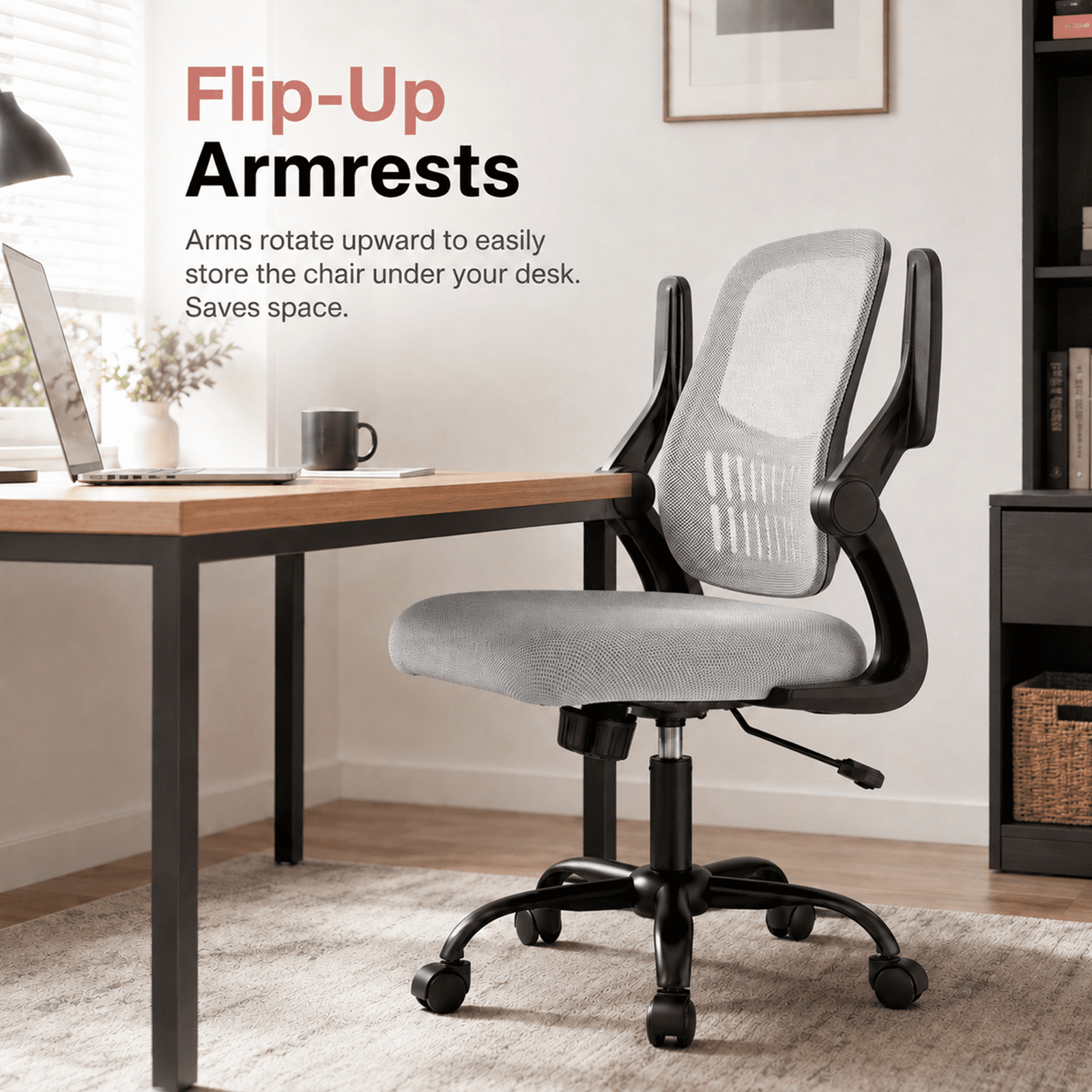 Alvantor Ergonomic Office Chair, Lumbar Support, Height Adjustable, Flip-up Armrest, Rocking Mode, 360 Swivel, Conference Room