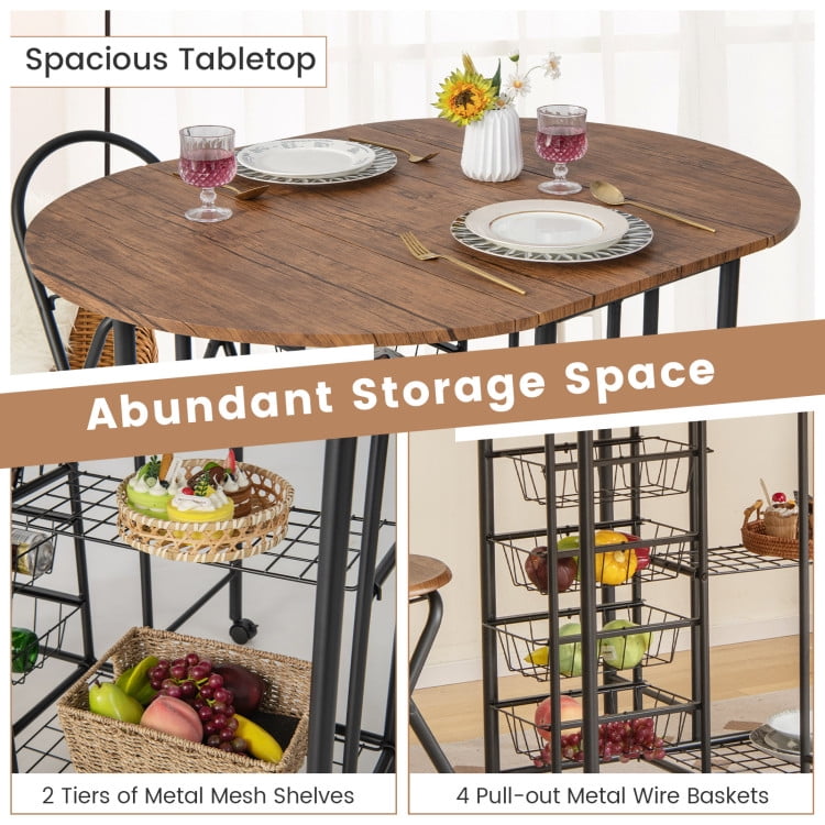 Finihen Dining Set, Dining Table Set, 3 Pieces Folding Dining Table and Chair Set, for Home, Restaurant, Rustic Brown Finihen Dining Set, Dining Table Set, 3 Pieces Folding Dining Table and Chair Set, for Home, Restaurant, Rustic Brown