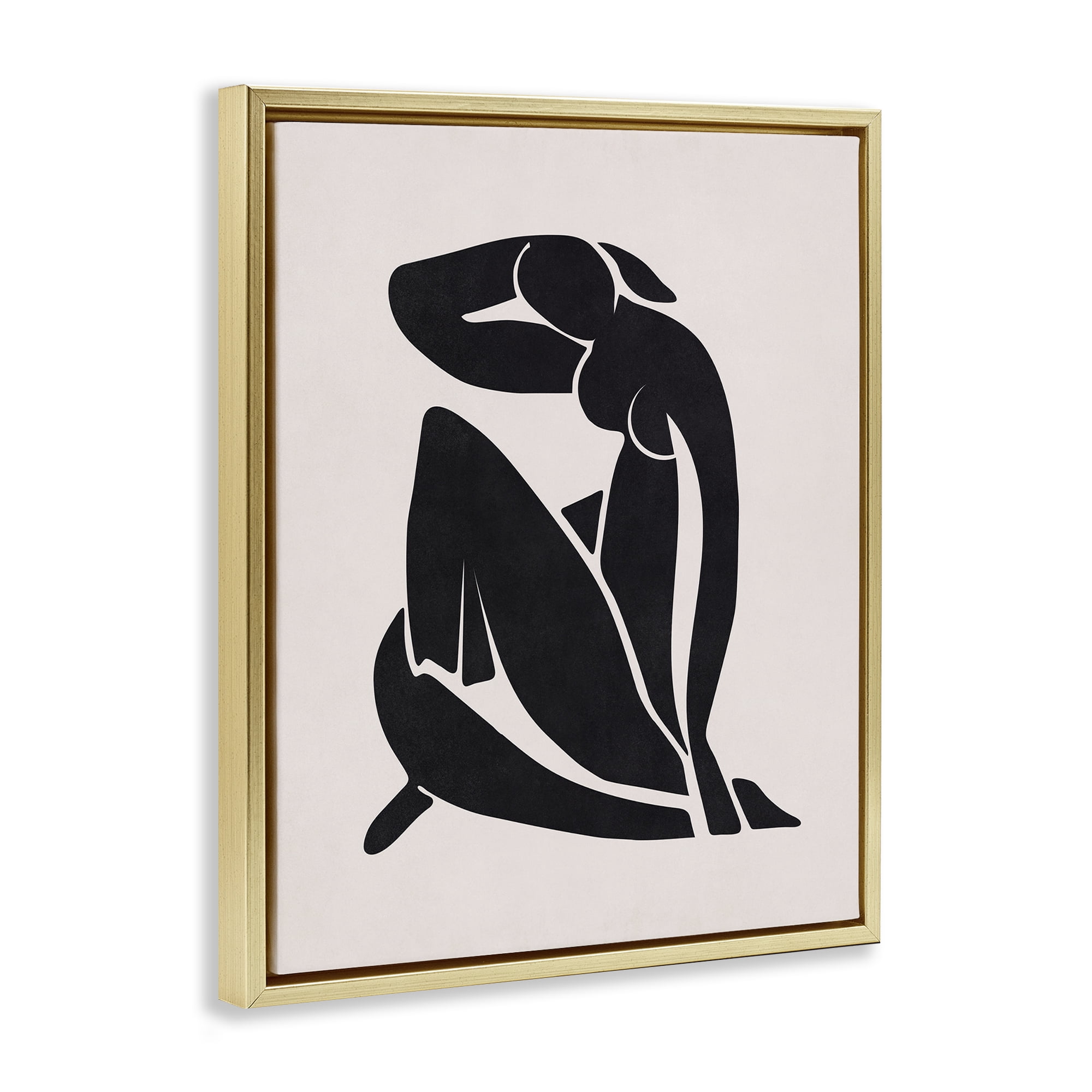 Stupell Industries Midcentury Boho Figure People Painting Gold Floater Framed Canvas Art Print Wall Art, 17 x 21