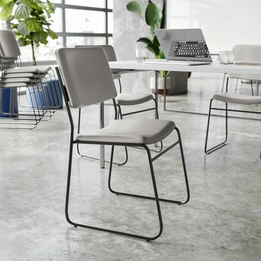 Flash Furniture 500 lb. Capacity High Density Gray Vinyl Stacking Chair with Sled Base