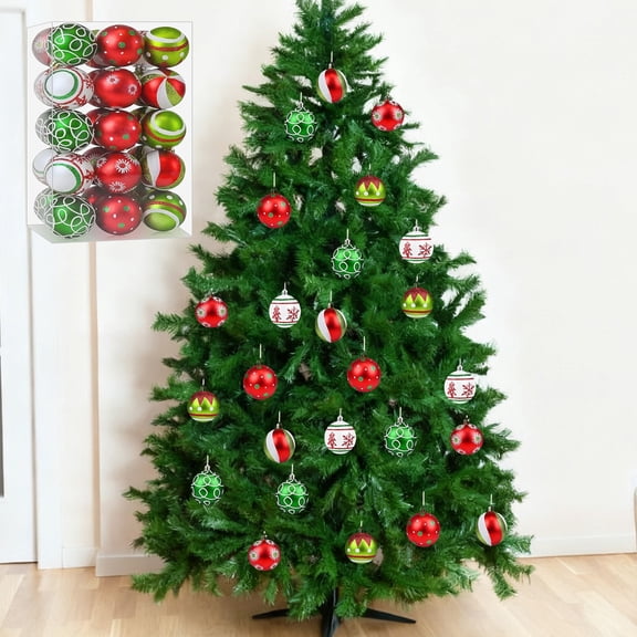 HOARBOEG Christmas Ball Ornaments, Set of 30, 2.36in, Multicolor Mixed with Matte, Glitter & Glossy Finishes for Xmas Tree Home Party Decorations, Bulk Holiday Decor Variety Pack