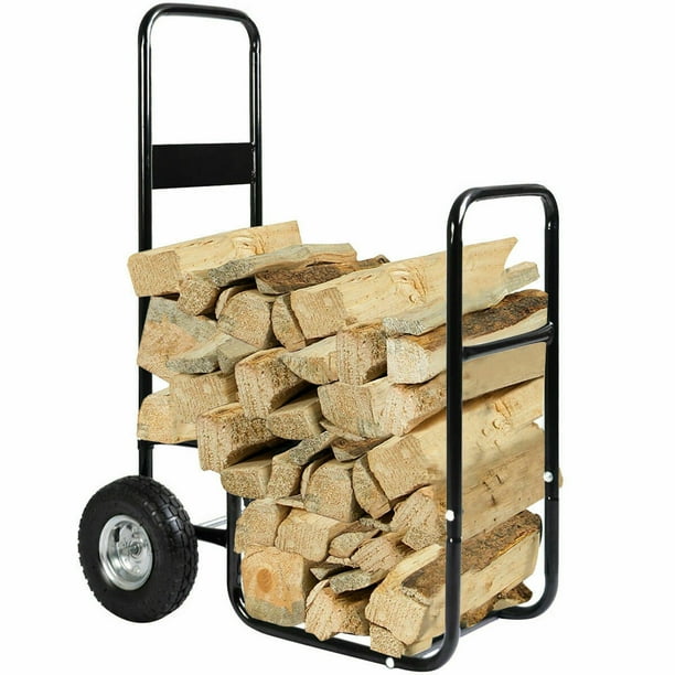 Costway Firewood Carrier Log Wood Mover Hauler Fire Rack Caddy Cart