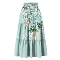 thumbnail image 6 of Women's Floral Print Maxi Skirt, High Waist Drawstring Tiered Flowy Skirt, Lightweight Boho Skirt for Beach, Music Festival and Summer,Green,S, 6 of 7