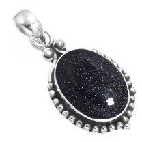 925 Sterling Silver Women Jewelry Blue Sunstone Pendant