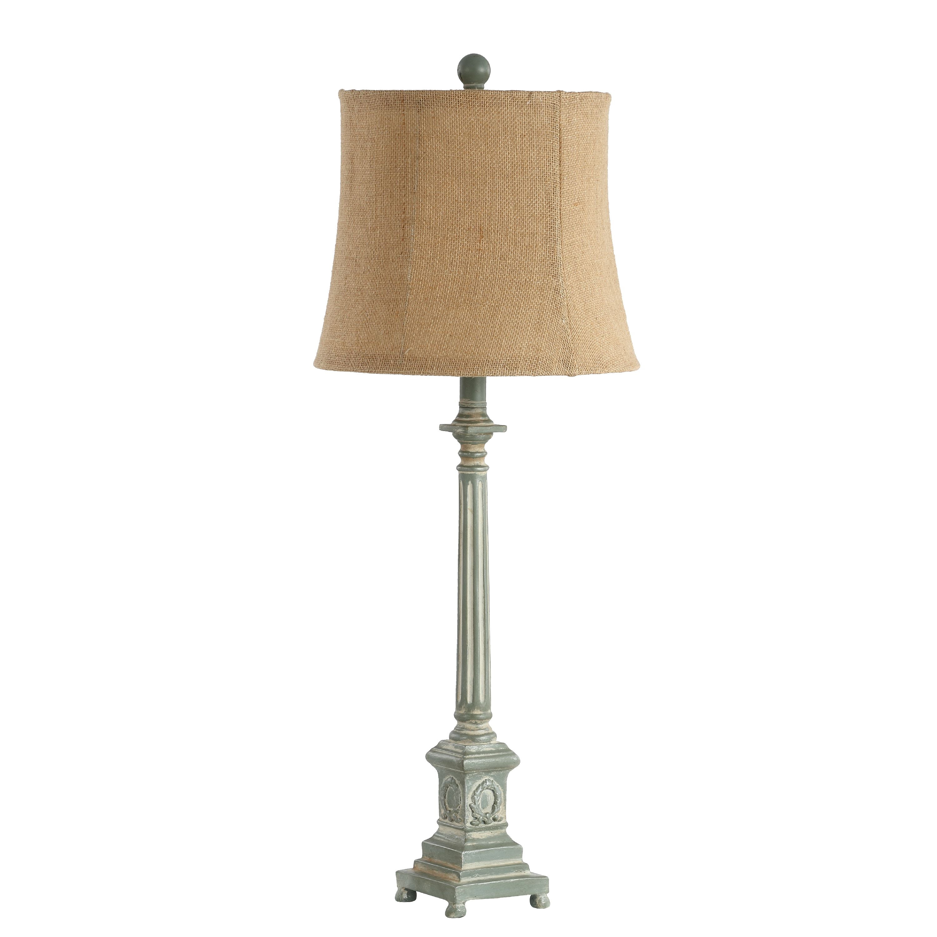 Safavieh Collin 35.1" Traditional Antique Blue Table Lamps with Brown Solid Print Shades