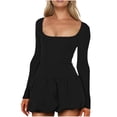 thumbnail image 1 of Vestido de Manga Corta para las Mujeres, Color Sólido Encaje Hasta Cintura Retracta Satén Tenedor Dividido, Cuello Redondo Midi, 1 of 8