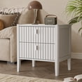 thumbnail image 4 of FURNIWAY Nightstand Set of 2, White Modern Bedside Tables with 2 Drawers, Fluted Wooden Storage Cabinets with Matte White Handles, End Tables for Bedroom,Living Room,Hallway, 4 of 6