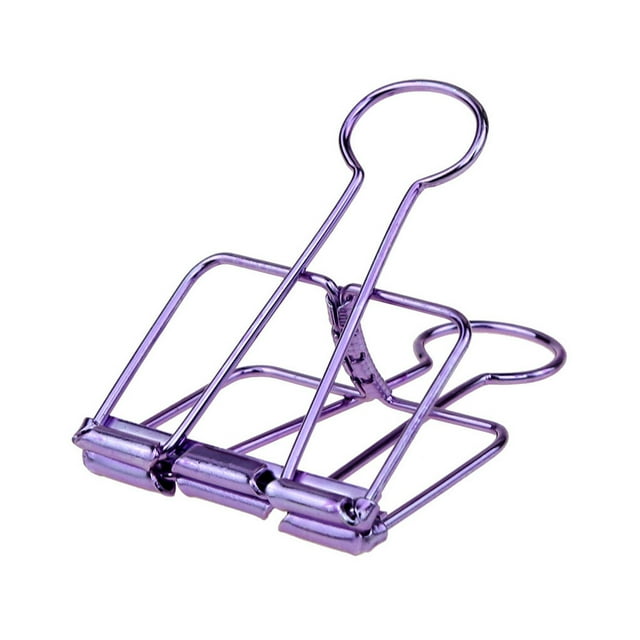 kurtrusly 20 Pieces Metal Paper Clip Electroplated Solid Color Replacement Home School Examination Papers Clips Accessories Purple 51mm