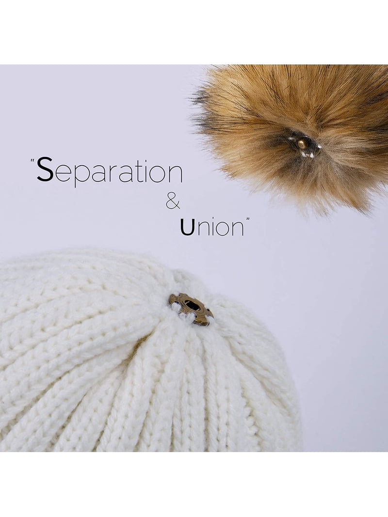 FURTALK Womens Winter Knitted Beanie Hat with Faux Fur Pom  display picture 1
