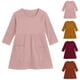 thumbnail image 3 of Odeerbi Niñas Vestido de Manga Larga de Punto Elástico Primavera Otoño Vestido de Algodón Con Bolsillo Color Sólido Vestido de Cuello Redondo, 3 of 3