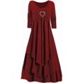 thumbnail image 4 of Robes de Printemps pour Femmes Décontractées Manches 3/4 Longue Robe Évasée Basique Plage Vacances Travail Maxi Robe 2025, 4 of 4