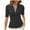 Black, variant on Tops for Women Short-Sleeved Turndown Collar Zipper Solid Color Blouse Beige M