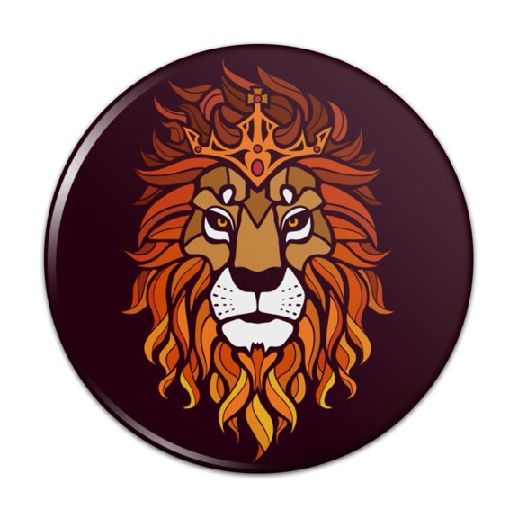 Lion Religious King Crown Bible Christian Pinback Button Pin
