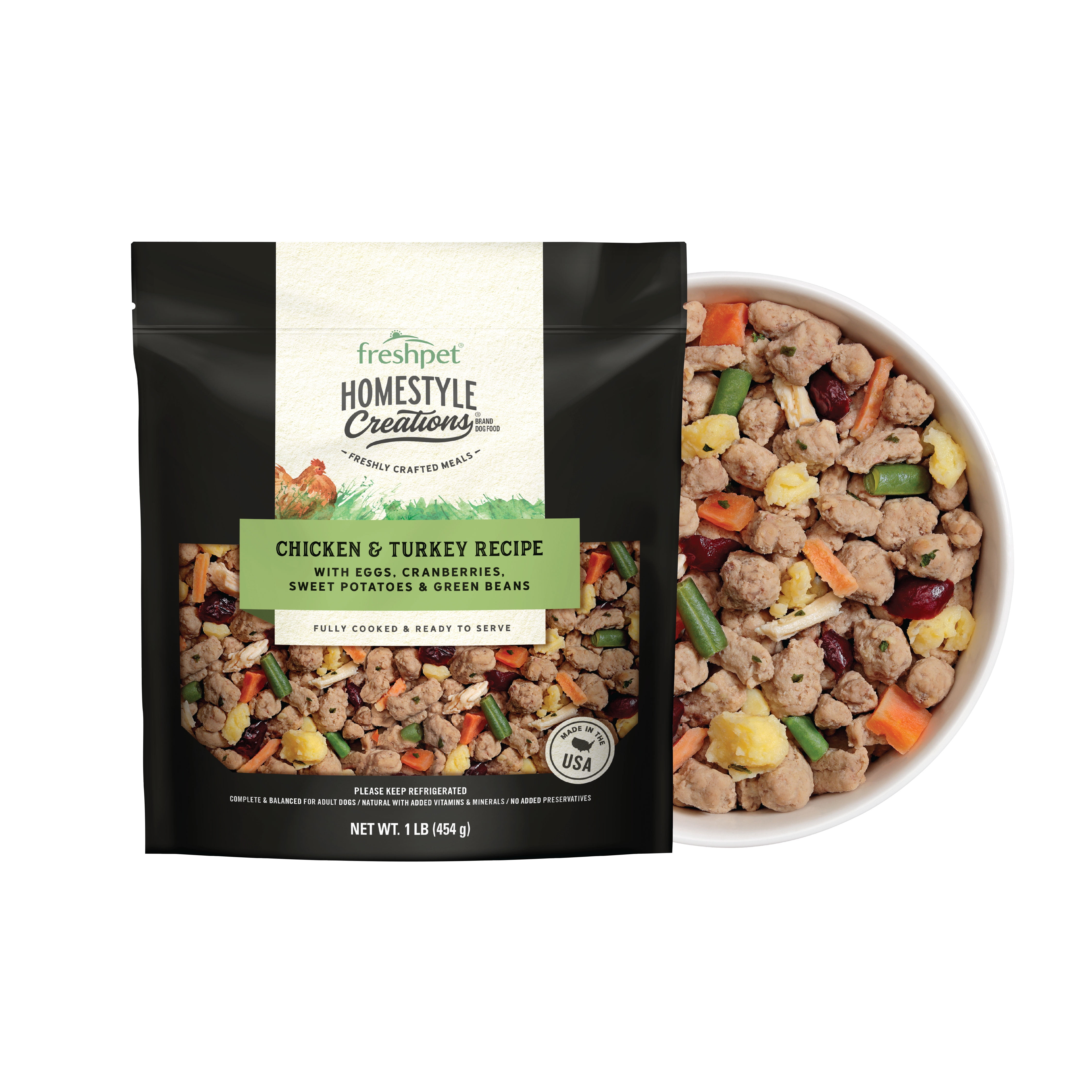 (3 pack) Freshpet Fresh Dog Food, Homestyle Creations, Chicken & Turkey Recipe, 1lb.