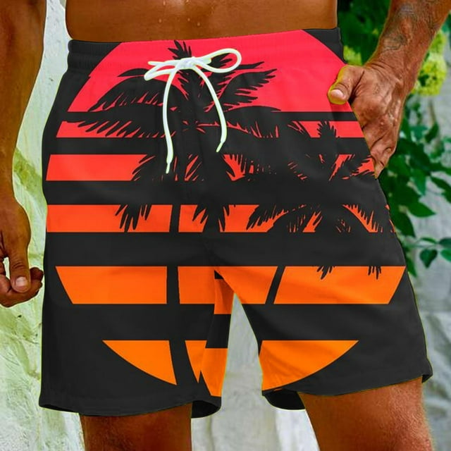 Puntoco Pantalones Cortos Con Estampado Hawaiano Para Hombre, Pantalones Cortos Con Bolsillo Y Cordón, Color L, Pantalones Cortos Hombre