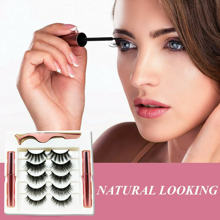 Nylea Eyelashes with Eyeliner 5 pairs Magnetic Lashes with 2 Tubes of Magnetic Easy to Apply Natural Looking False Magnetic Lashes Set - Walmart.com