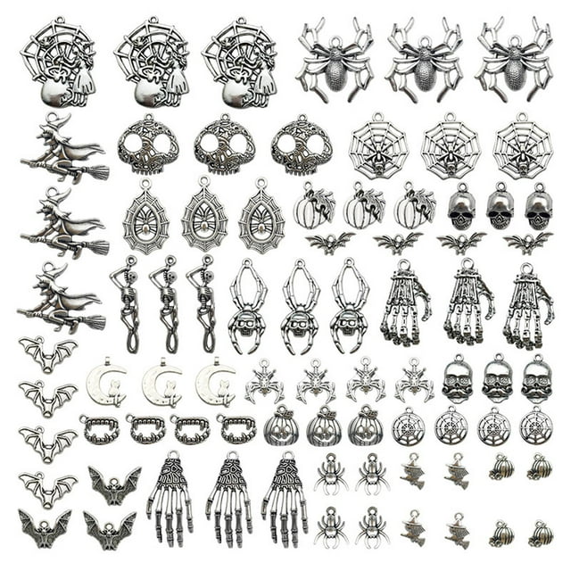 80Pcs Halloween Charms Pendant Mixed for Jewelry Making Findings Women Girls Macarena Encantos de Halloween
