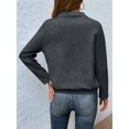 thumbnail image 5 of Womens Casual Textured Long Sleeve Henley Button V Neck Loose Pullover Trendy Fall Outfits Tops Dark Gray L, 5 of 7