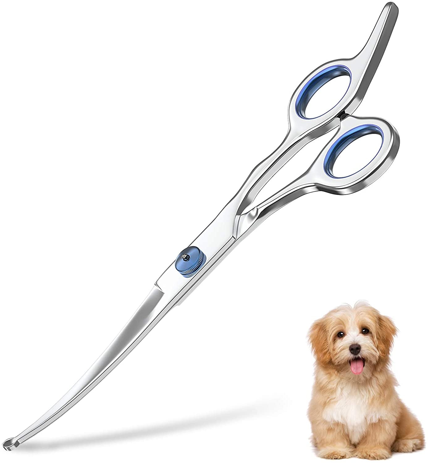 7" Golden Pet Grooming Scissors Upward Curved Shears Fur Shaver Pro Cutting Tool 