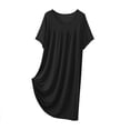 thumbnail image 2 of BUIGTTKLOP Nightgowns for Women Short Sleeves Nightshirts Crewneck Pleated Sleepshirts Comfy House Dresses, 2 of 5