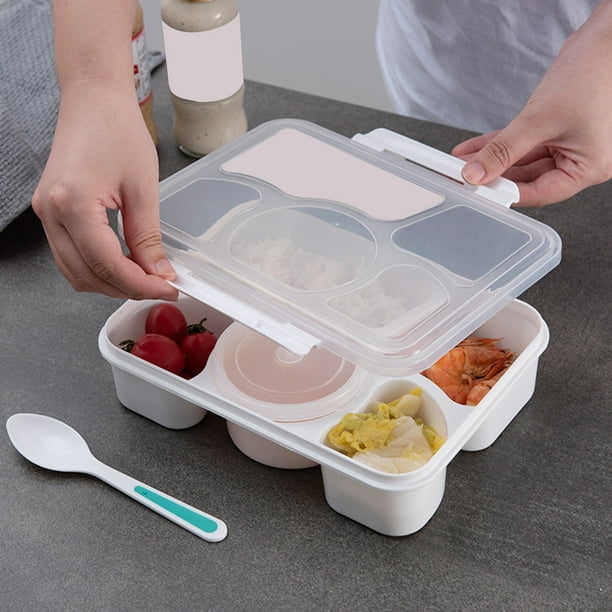 XWQ Lunch Boxes 5 Grids Food Grade Plastic Heat Resistant BPA Free Food