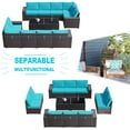 thumbnail image 4 of Gotland Outdoor Patio Furniture Sectional Conversation Set 12Pcs Rattan Wicker 10 Cushion Table Blue, 4 of 7