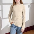 thumbnail image 3 of FAHXNVB Girls Ribbed Knit T Shirts Long Sleeve Soft Stretchy Breathable Tees Tops Solid Color Summer Comfy Fashion Shirts 5-16 Years, 3 of 8