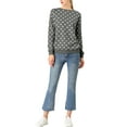 thumbnail image 3 of INSPIRE CHIC Women's Polka Dots Crew Neck Drop Shoulder Long Sleeves Knit Sweatshirt M Grey, 3 of 9