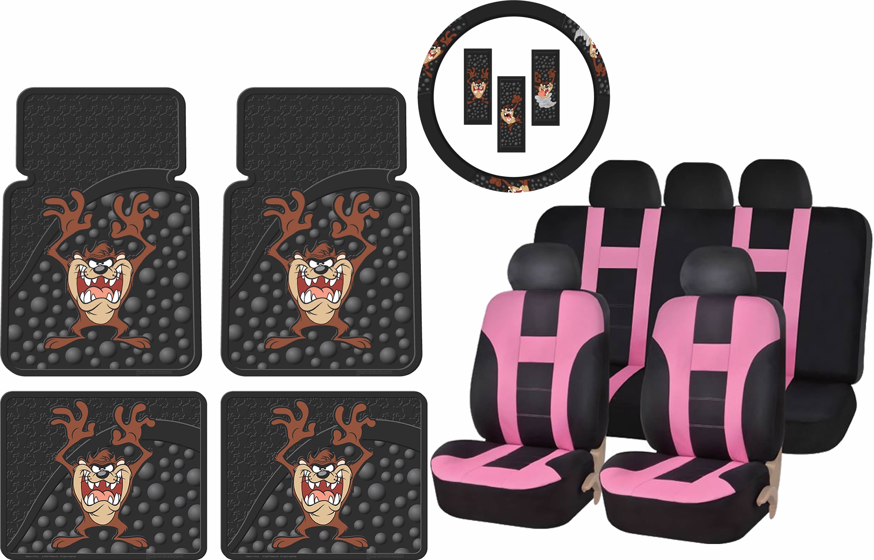 14PC Looney Tunes Tasmanian Devil Taz All Weather Front Rear Floor Mats