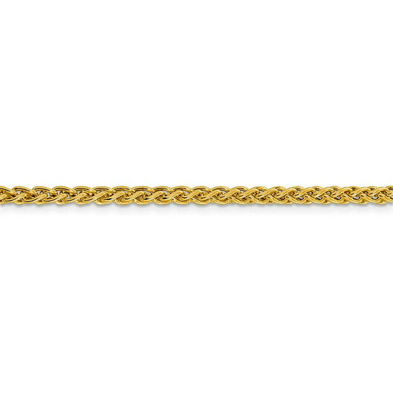 Real 14kt Yellow Gold 3.45mm Semi-solid Wheat Chain; 16 inch; Lobster  Clasp; for Adults and Teens; for Women and Men 
