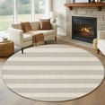 thumbnail image 2 of Grey Striped Round Rug 7ft Washable Circle Rugs Non Slip Beige Vintage Classic Abstract Stripes Large Area Rug Indoor Floor Carpet for Bedroom Kitchen Living Room Home Office Dining Room Nursery, 2 of 9